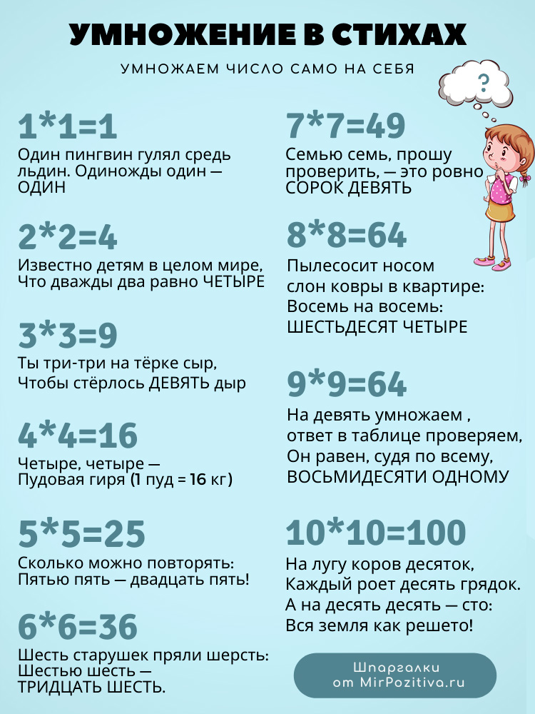 стихи умножают число на себя